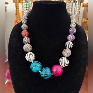 Colorful Abstract Animal Print Beaded Necklace